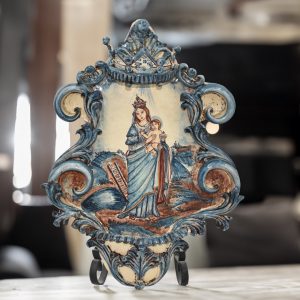 Acquasantiera maxi serie limitata appl 35x48 madonna della scala mono blu