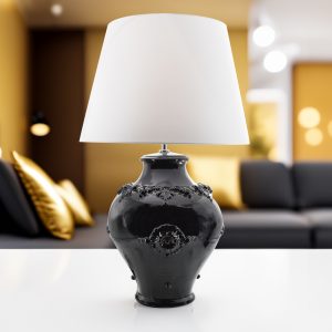 Lume boccia h 35 plastico sofia black line (h60 c/paralume Ø40)