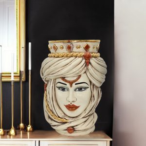 Testa h 40 tuareg corona liscia madreperla antichizzato oro e lustri femmina