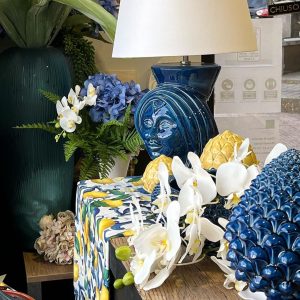 Lume a testa corona liscia h 30 blu intenso femmina (h60 c/paralume Ø 35)