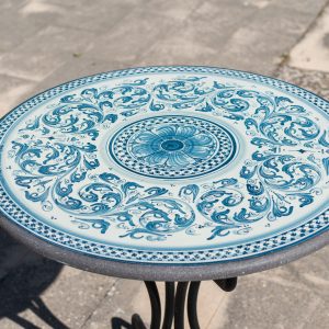 Tavolo in pietra lavica Ø 70 serie d'arte mono blu
