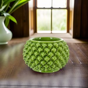 Vaso mezza pigna s/piede Ø 20 verde foglia