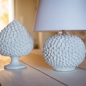 Lume palla a pigna h 30 white line (h60 c/paralume Ø45)