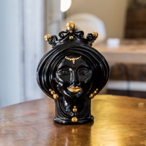 Testa h 30 black/gold s/espressione labbra oro femmina