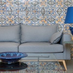 Lume anelli h 30 plastico sofia blu intenso (h55 c/paralume Ø35)