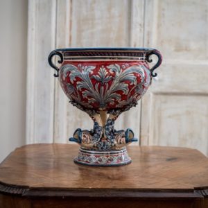 Confettiera piede marino liscia 32x33 ornato blu/bordeaux