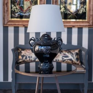 Lume palla c/manici h 35 plastico sofia black line (h65 c/paralume Ø45)