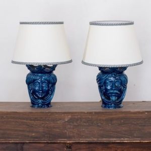 Lume a testa h 25 liscia blu intenso maschio (h55 c/paralume Ø35)