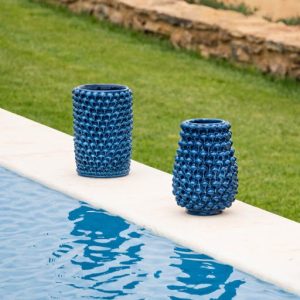 Vaso pigna panciuto h 25 blu intenso