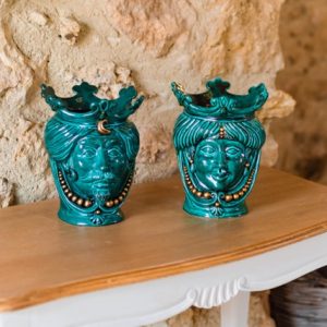 Testa h 25 c/perline verde rame s/espressione maschio