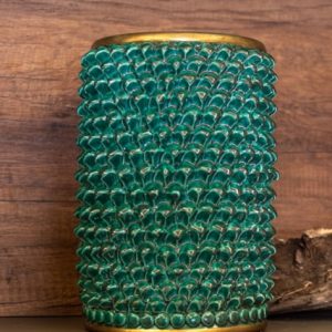 Vaso pigna cilindro h 25 verde rame