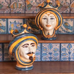 Testa h 30 blu/arancio maschio bianco
