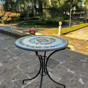 Tavolo in pietra lavica Ø 70 decoro sicily (c/piede articolo 109/a)