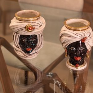 Testa h 20 tuareg corona liscia madreperla antichizzato oro e lustri maschio moro viso lucido