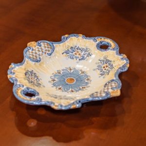 Centrotavola barocco 1° M 29x26 s. d'arte blu/arancio