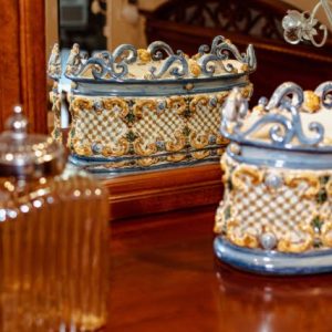 Cassetta ovale c/ghirigori 33x20 plastico sofia tricolore