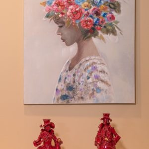 Lumiera grande femmina h 40 rosso fuoco finitura oro