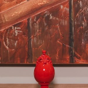 Uovo c/piede h 18 plastico sofia rosso fuoco