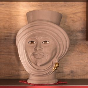 Testa h 30 tortora opaco e oro c/espressione s/bocca maschio