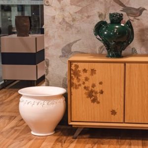 Cachepot Ø 30 plastico sofia white line