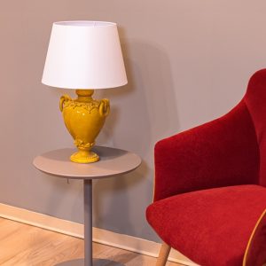 Lume anelli h 30 plastico sofia senape (h55 c/paralume Ø35)