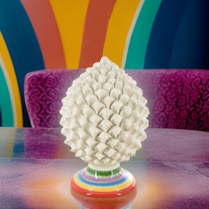 Pigna artigianale h 15 white & color (pasta bianca)