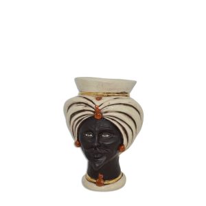 Testa h 16 corona liscia tuareg madreperla antichizzato oro e lustri uomo moro viso opaco