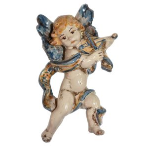 Angelo musico violino 13x16 blu/arancio