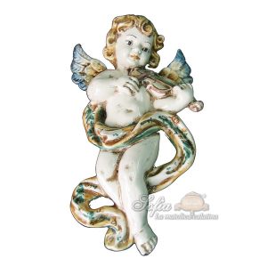 Angelo musico h 25 verde/arancio violino