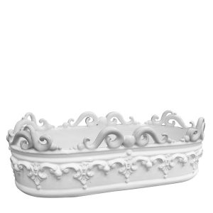 Cassetta ovale bassa c/ghirigori 35x8 plastico sofia white line