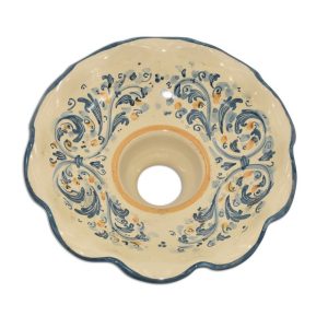 Lampadario smerlato Ø 20 s. d'arte blu/arancio