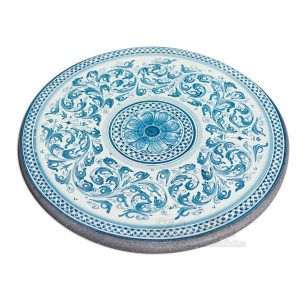 Tavolo in pietra lavica Ø 100 serie d'arte mono blu