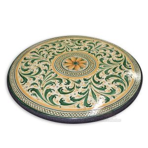 Tavolo in pietra lavica Ø 120 serie d'arte verde/arancio