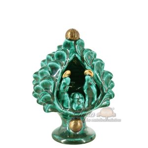 Natività a pigna h 12 verde rame