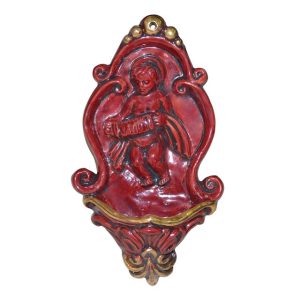 Acquasantiera piccola fisarmonica h 17 bordeaux/oro - Bomboniera