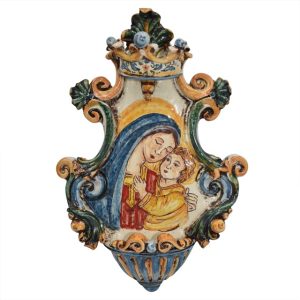 Acquasantiera media appl 19x30 madonna maria tricolore