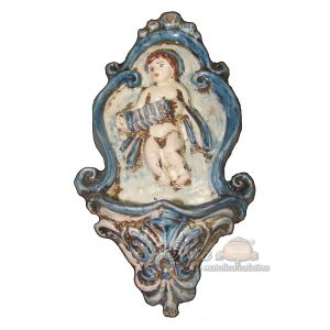 Acquasantiera piccola fisarmonica h 17 mono blu - Bomboniera