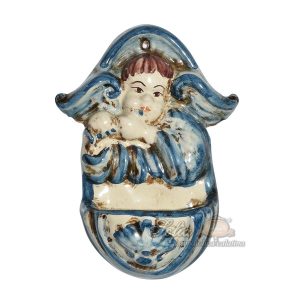 Acquasantiera piccola flauto h 13 mono blu - Bomboniera