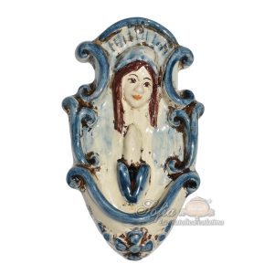 Acquasantiera piccola madonna 2° M h 15 mono blu - Bomboniera