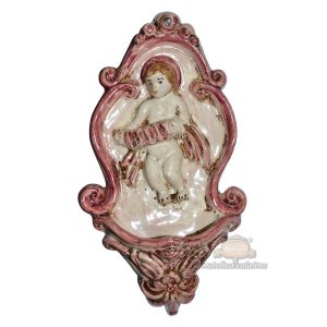 Acquasantiera piccola fisarmonica h 17 mono bordeaux - Bomboniera