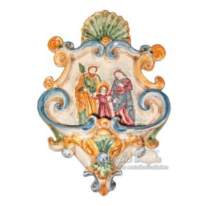 Acquasantiera piccola appl 15x25 sacra famiglia tricolore