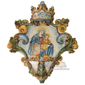 Acquasantiera grande appl 25x35 madonna della lettera tricolore