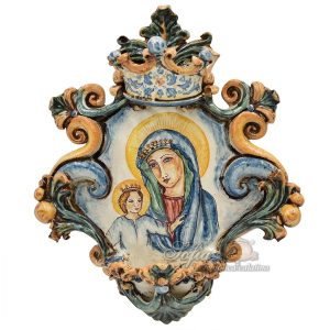 Acquasantiera grande appl 25x35 madonna del castello di castrovillari tricolore