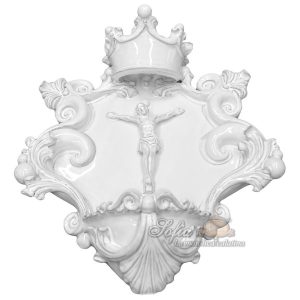 Acquasantiera grande appl 25x35 cristo rilievo white line
