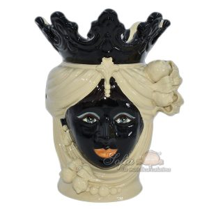 Testa h 40 limoni avorio con corona nera femmina viso nero