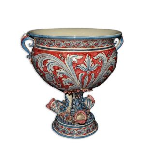 Confettiera piede marino liscia 32x33 ornato blu/bordeaux