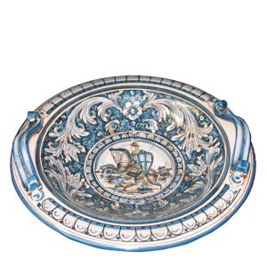 Centrotavola Ø 40 ornato mono blu c/cavaliere