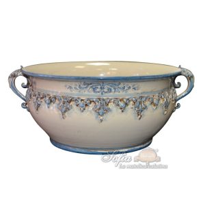 Cachepot basso Ø 30 plastico sofia mono blu