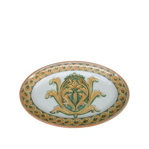Piatto ovale 30x20 stile richard verde/arancio