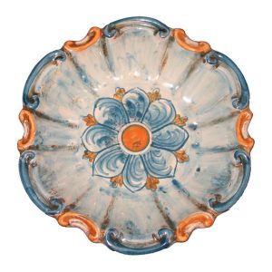Ciotola barocca Ø 16 s. d'arte blu/arancio